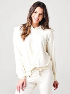 Stateside Women's Viscose-Fleece Twist Front Hoodie