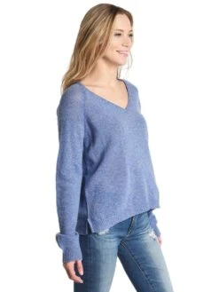 Jumper 1234 Loose Knit V-Neck Sweater -ST.BERNARD Clothing 1416 501 b638midbluealt1