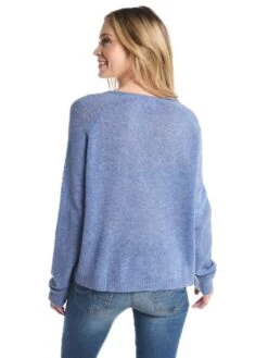 Jumper 1234 Loose Knit V-Neck Sweater -ST.BERNARD Clothing 1416 501 b638midbluealt2