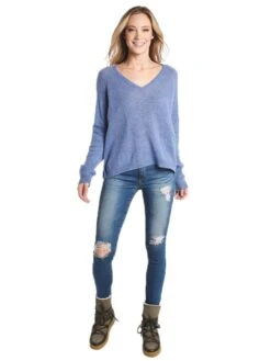 Jumper 1234 Loose Knit V-Neck Sweater -ST.BERNARD Clothing 1416 501 b638midbluealt3