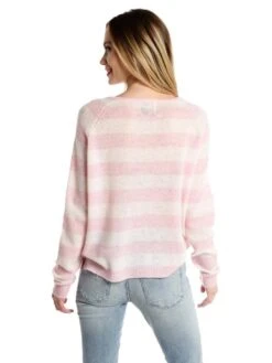 Jumper 1234 Stripe V Neck Sweater -ST.BERNARD Clothing 1417 790 465icepinkalt3