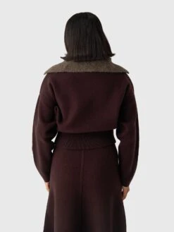 CLEA Women's Dakota Boiled Wool Bomber Jacket -ST.BERNARD Clothing 1422AxCHOCOLATExAlt2 172438042