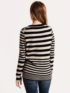 White + Warren Essential Stripe Crewneck -ST.BERNARD Clothing 15512f sandwisp blackalt3