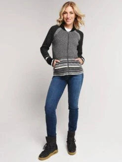 Obermeyer Women's Belletex Full-Zip Sweater 11 Obermeyer Women's Belletex Full-Zip Sweater -ST.BERNARD Clothing 16036 blackalt3