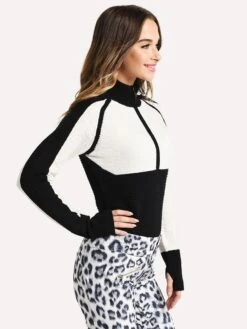 Obermeyer Women's Dolly Cashmere-Blend 1/2 Zip Sweater 9 Obermeyer Women's Dolly Cashmere-Blend 1/2 Zip Sweater -ST.BERNARD Clothing 16041 SHEERBLISSalt1