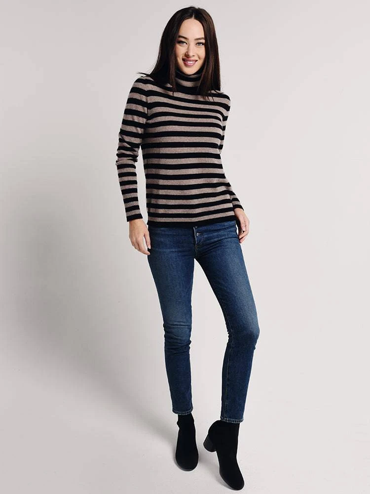 White + Warren Essential Stripe Turtleneck 3 White + Warren Essential Stripe Turtleneck - Image 3