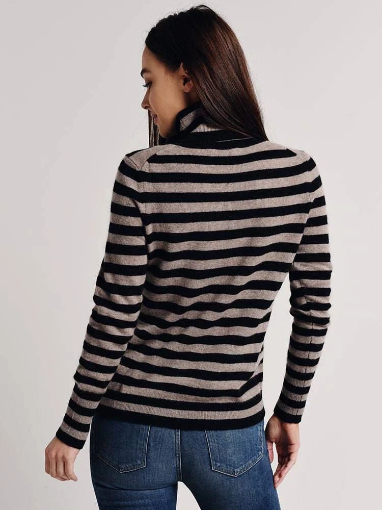 White + Warren Essential Stripe Turtleneck 5 White + Warren Essential Stripe Turtleneck - Image 5