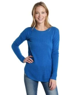 White + Warren Curved Rib Hem Crewneck