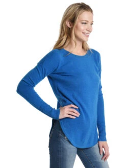 White + Warren Curved Rib Hem Crewneck -ST.BERNARD Clothing 17200 azuremarlalt1