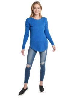 White + Warren Curved Rib Hem Crewneck -ST.BERNARD Clothing 17200 azuremarlalt3