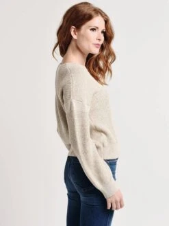 White+Warren Zig Zag Stitch Crewneck -ST.BERNARD Clothing 17978 honeywheatheatheralt2