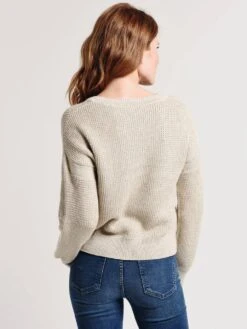 White+Warren Zig Zag Stitch Crewneck -ST.BERNARD Clothing 17978 honeywheatheatheralt3