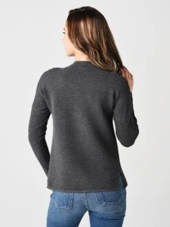 Project J Women's Funnel Neck Sweater 8 Project J Women's Funnel Neck Sweater -ST.BERNARD Clothing 18127 CHARCOALalt2