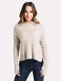 White + Warren Oversized Waffle Hoodie