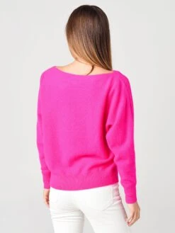 White + Warren Women's Cashmere Off Shoulder Crew Neck Sweater -ST.BERNARD Clothing 18932xRADIANTPINKxAlt2 17253070