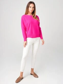White + Warren Women's Cashmere Off Shoulder Crew Neck Sweater -ST.BERNARD Clothing 18932xRADIANTPINKxAlt3 17253063