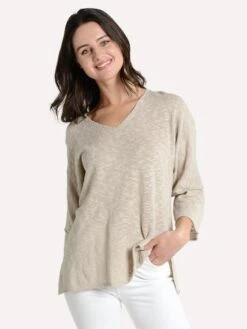 Project J V Neck Side Slit Tunic -ST.BERNARD Clothing 19001 sandstone a7ea1add 8845 45c2 bfc0 111c3f829e31