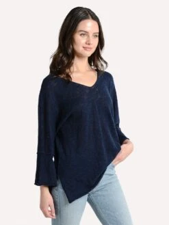 Project J V Neck Side Slit Tunic -ST.BERNARD Clothing 19001 navyalt2