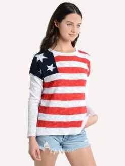 Project J Women's Flag Sweater -ST.BERNARD Clothing 19020 redwhitebluealt1