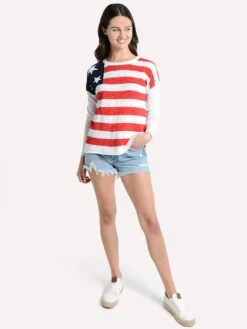 Project J Women's Flag Sweater -ST.BERNARD Clothing 19020 redwhitebluealt3