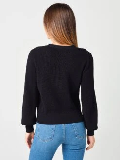 White + Warren Women's Ribbed V Neck Cardigan 7 White + Warren Women's Ribbed V Neck Cardigan -ST.BERNARD Clothing 19070xBLACKxAlt2 16923691