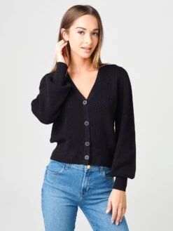 White + Warren Women's Ribbed V Neck Cardigan