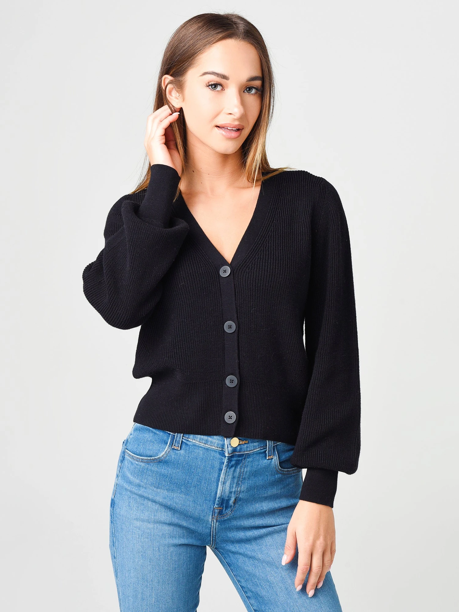 White + Warren Women's Ribbed V Neck Cardigan 1 White + Warren Women's Ribbed V Neck Cardigan