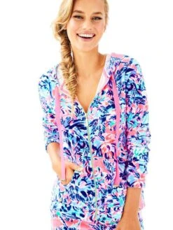 Lilly Pulitzer Larina Velour Zip Up Hoodie