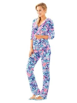 Lilly Pulitzer Larina Velour Zip Up Hoodie -ST.BERNARD Clothing 28638 999multicabanacocktailalt1