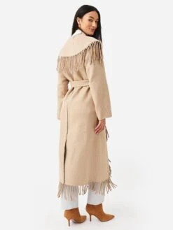 Simkhai Women's Carrie Fringe Wool-Blend Robe Coat -ST.BERNARD Clothing 522 7031 N SOLIDxSANDxAlt2 78958432