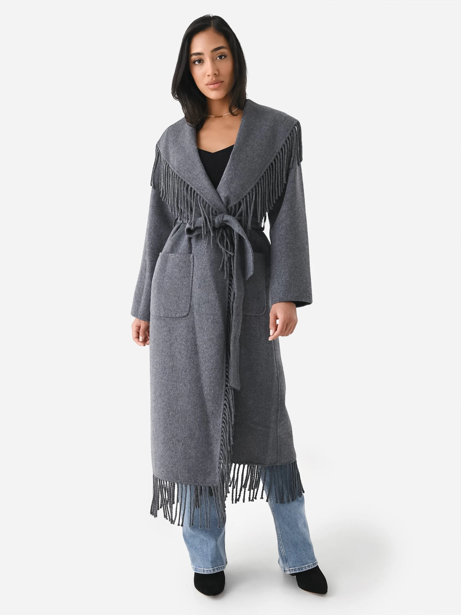 Simkhai Women's Carrie Fringe Robe Coat 2 Simkhai Women's Carrie Fringe Robe Coat - Image 2