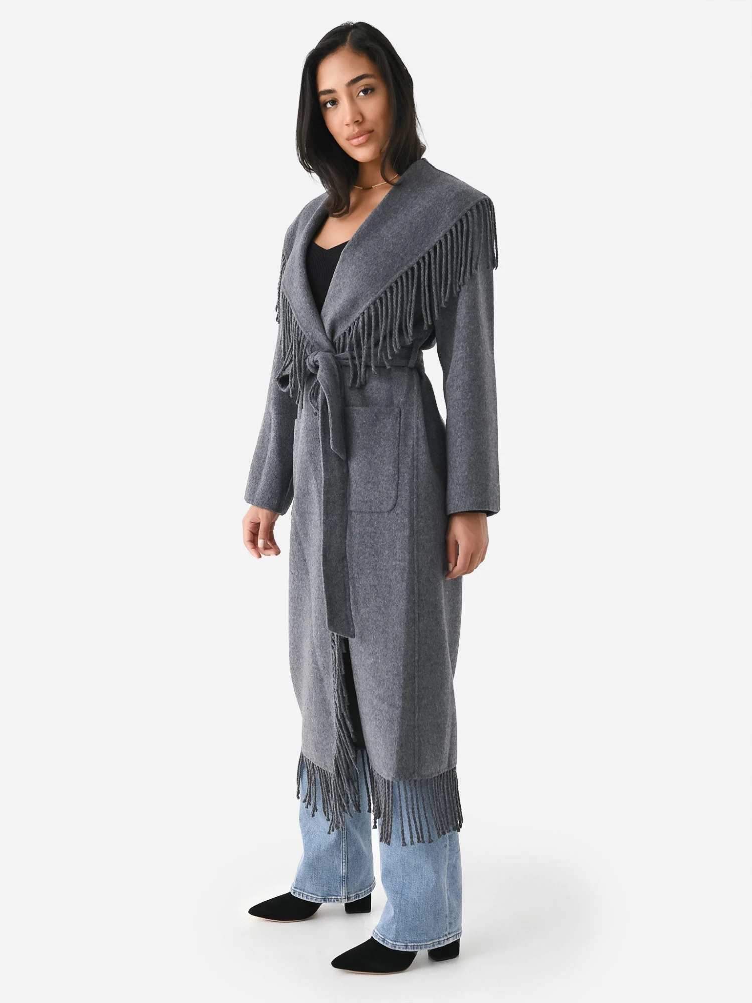 Simkhai Women's Carrie Fringe Robe Coat 3 Simkhai Women's Carrie Fringe Robe Coat - Image 3