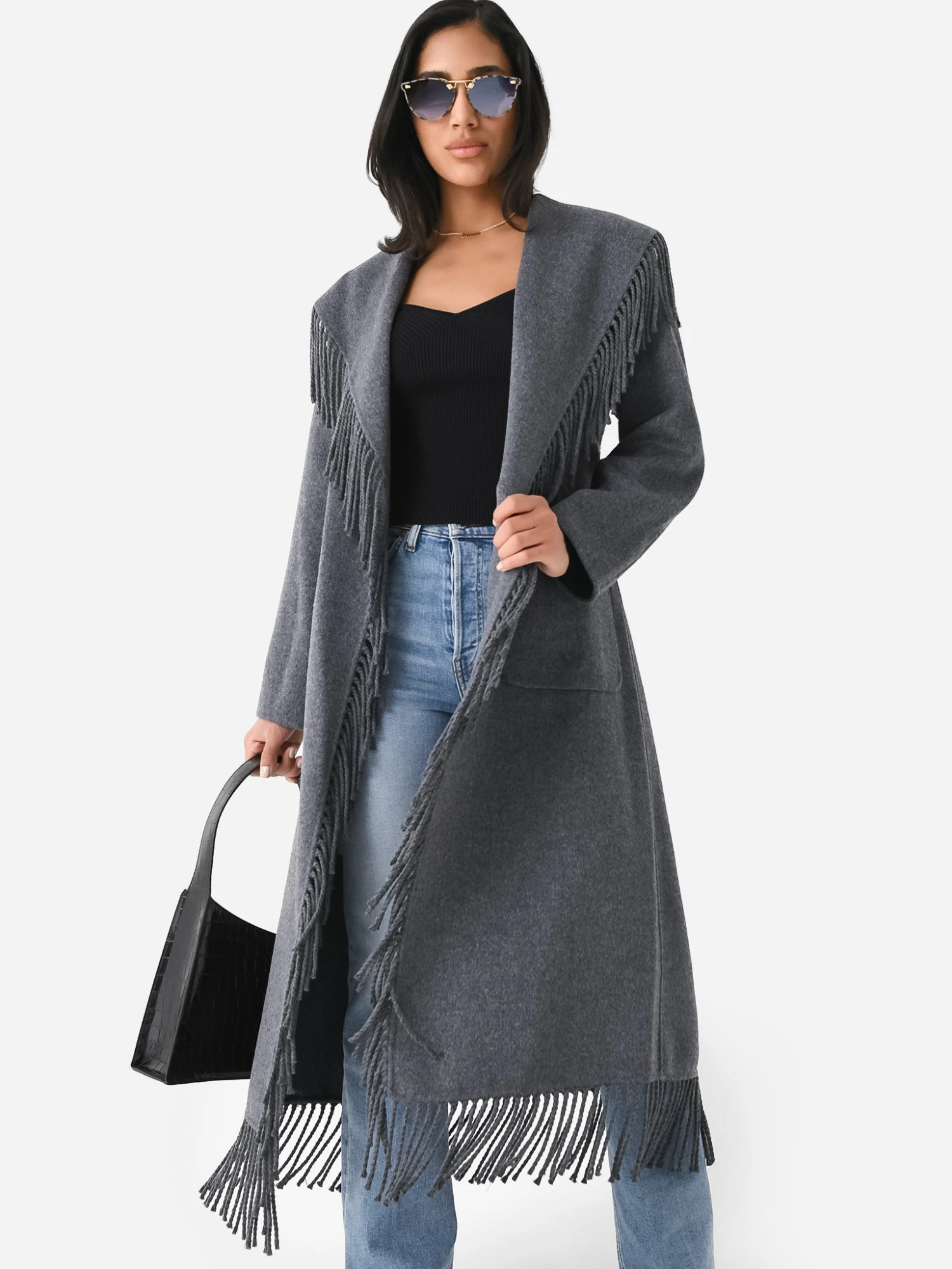 Simkhai Women's Carrie Fringe Robe Coat 1 Simkhai Women's Carrie Fringe Robe Coat