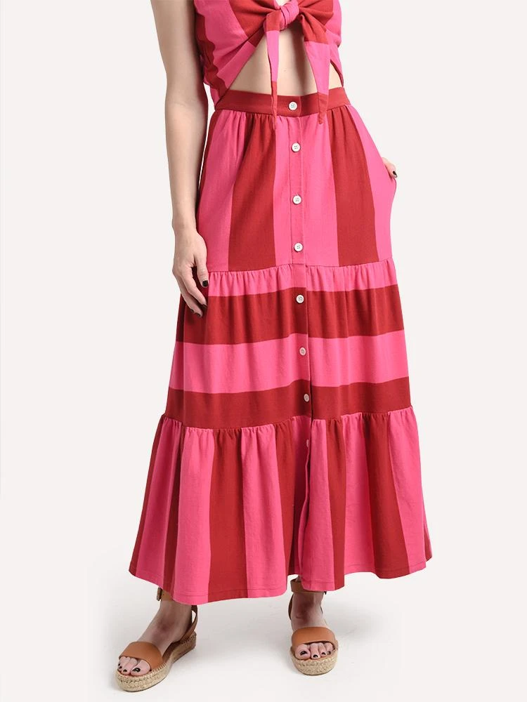 MDS Stripes Knit Tiered Skirt 2 MDS Stripes Knit Tiered Skirt - Image 2