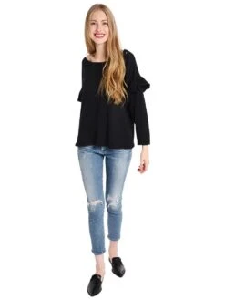 Current Elliot The Ruffle Sweatshirt 9 Current Elliot The Ruffle Sweatshirt -ST.BERNARD Clothing 9065 1492 washedblackalt3