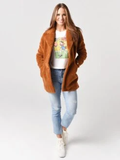 Soia & Kyo Women's Amelot Sherpa Coat -ST.BERNARD Clothing AMELOTxCINNAMONxAlt3