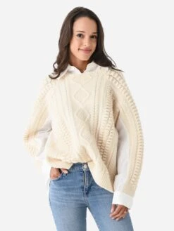 SEA Women's Leni Fisherman Cable Combo Sweater