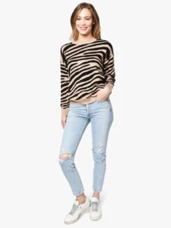 J.O.A. Zebra Print Sweater -ST.BERNARD Clothing BC9169 TANMULTIalt3