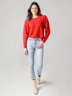 BB Dakota Women's Turn Knit Up Sweater -ST.BERNARD Clothing BK406942xCRIMSONREDxAlt3 20821417