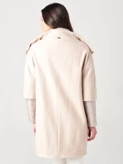 Herno Women's Diagonal Wool And Nylon Ultralight Coat With Removable Nylon Sleeve -ST.BERNARD Clothing CA0040D M01x1985CHAMPAGNExAlt2 17275265