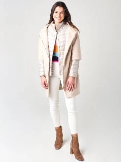 Herno Women's Diagonal Wool And Nylon Ultralight Coat With Removable Nylon Sleeve -ST.BERNARD Clothing CA0040D M01x1985CHAMPAGNExAlt4 17275285