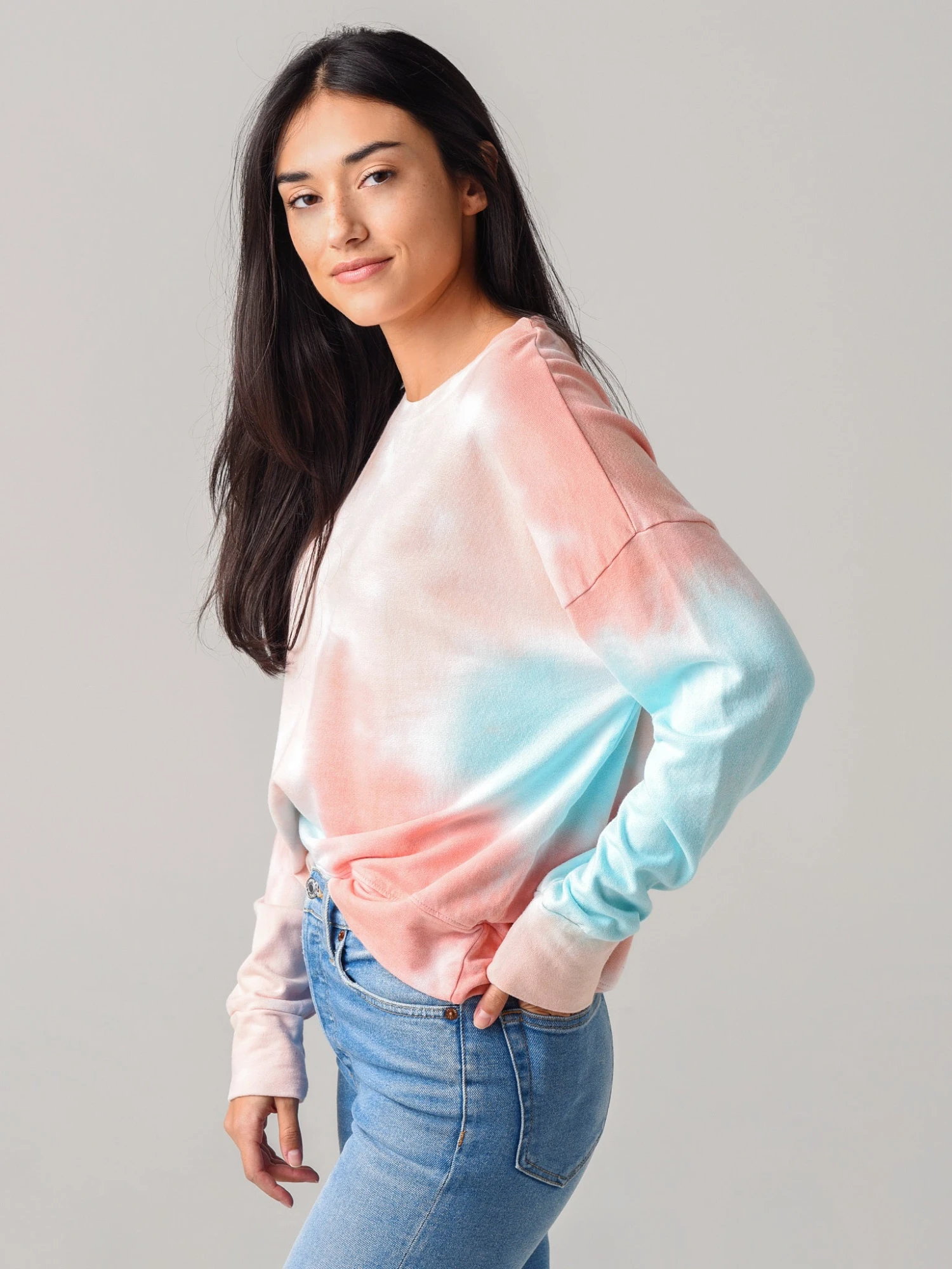 Sundry Women's Multicolor Tie-Dye Terry Oversize Sweatshirt 2 Sundry Women's Multicolor Tie-Dye Terry Oversize Sweatshirt - Image 2