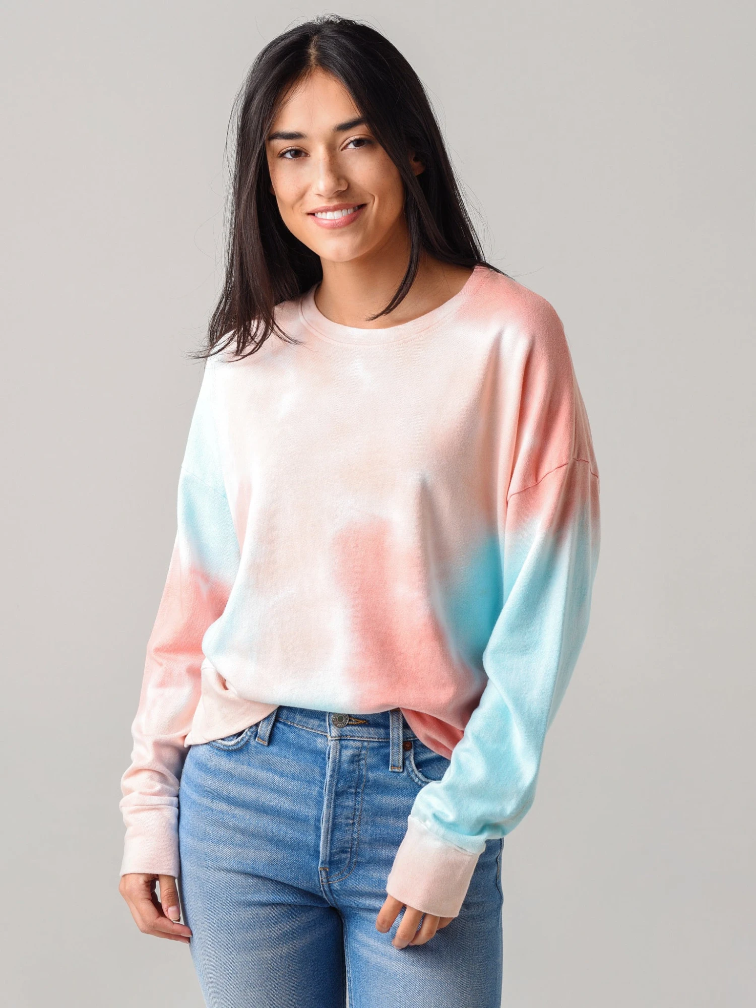Sundry Women's Multicolor Tie-Dye Terry Oversize Sweatshirt 1 Sundry Women's Multicolor Tie-Dye Terry Oversize Sweatshirt