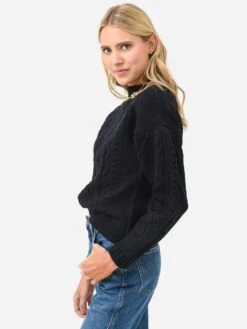 525 America Women's Cable Pullover Sweater -ST.BERNARD Clothing FA22S129xBLACKxAlt2 78769485