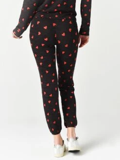 Monrow Women’s All Over Heart Stitched Elastic Vintage Sweats -ST.BERNARD Clothing HB0301 22 BLACKalt2