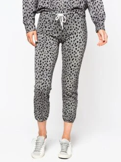 Monrow Cheetah Stitched Elastic Vintage Sweats