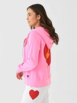 Aviator Nation Women's Bolt Heart Zip Hoodie -ST.BERNARD Clothing HDBTHTxNEONPINKxAlt2 155083803