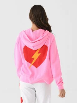 Aviator Nation Women's Bolt Heart Zip Hoodie -ST.BERNARD Clothing HDBTHTxNEONPINKxAlt3 155083804