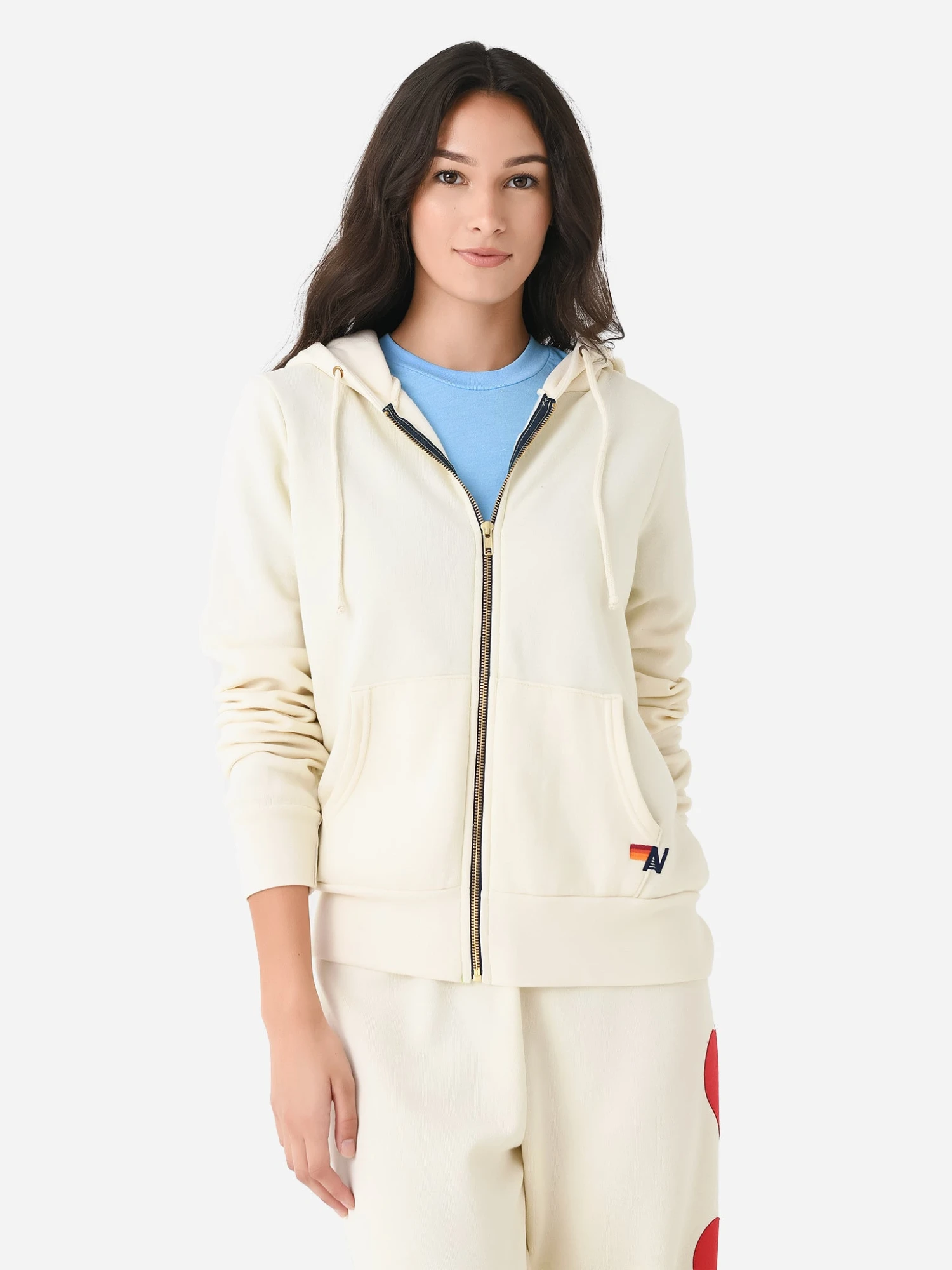 Aviator Nation Women's Heart Stitch Zip Hoodie 1 Aviator Nation Women's Heart Stitch Zip Hoodie