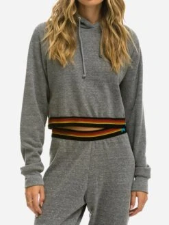 Aviator Nation Women's Logo Stripe Crop Hoodie